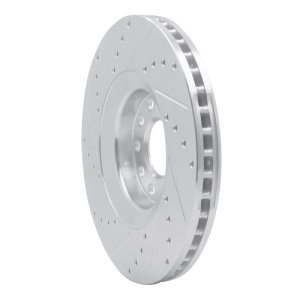 Audi A4 Brake Rotor (1) - Front Right - R1 Concepts - Drilled & Slotted - Silver - `98-`09